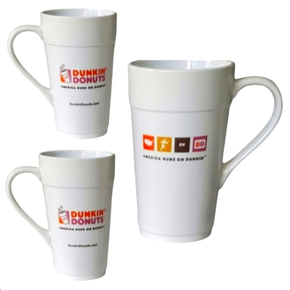 New In Box Dunkin' Donuts White Ceramic 3 Mug Set. 16 oz. - Picture 1 of 5